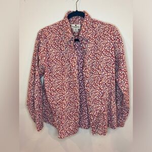 Woolrich Floral 100% Cotton Button Down Blouse Size Medium
